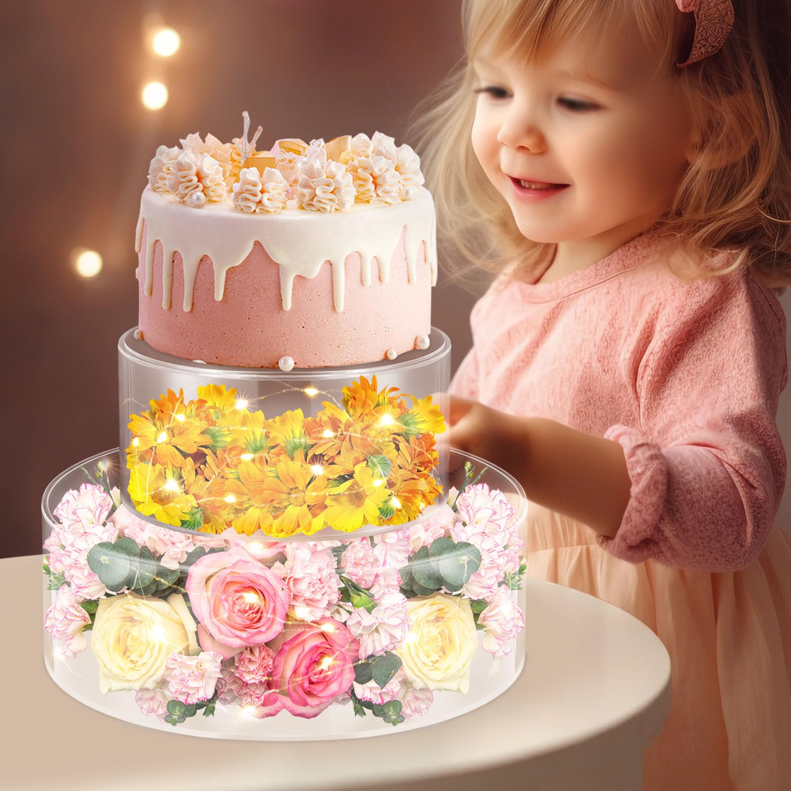 1 set di supporti per torte in acrilico, porta cupcake rotondo per
