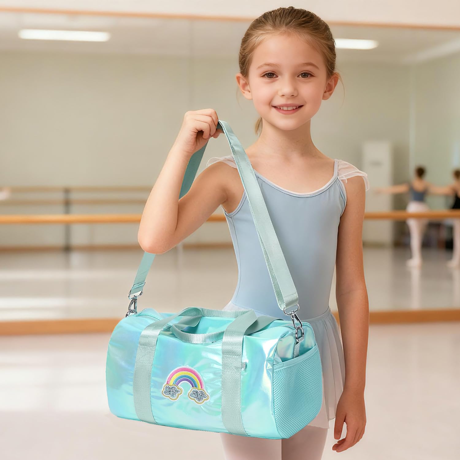 Laser Petit Sacs de Sport pour Enfant Filles Sac Danse Ballet Latine avec Poche Étanche Séparée