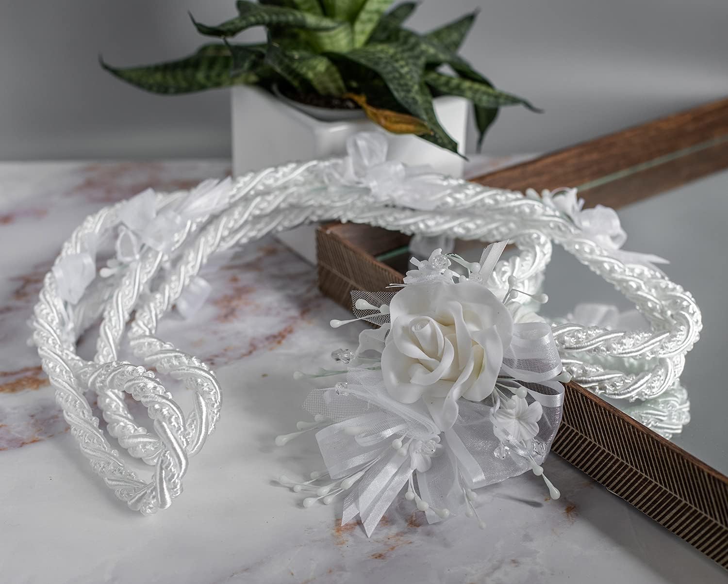 WLRAPSKYParty Supplies Wedding White Love Rope, with White Flowers. Wedding Lasso/Lazo de boda.