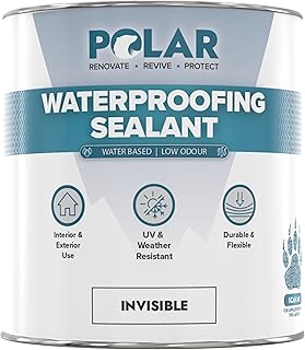 Polar Waterproofing Sealant - 33 Fl Oz - Clear Invisible Finish - Outdoor Waterproof Coating for Interior & Exterior Wood, Brick, Stone Surfaces, Concrete Tile & Grout - One Coat Waterproof Protection