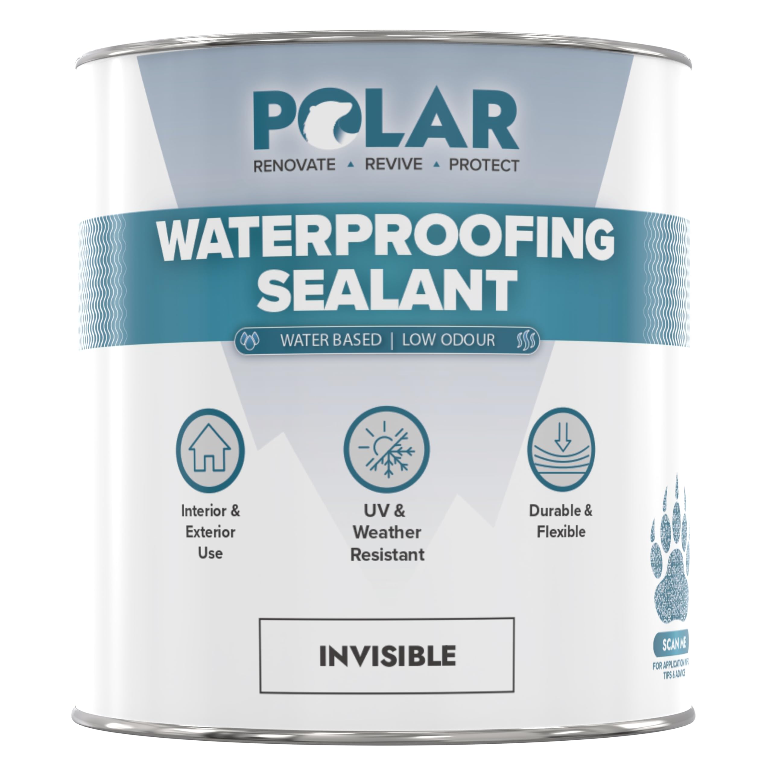 Polar Waterproofing Sealant - 33 Fl Oz - Clear Invisible Finish - Outdoor Waterproof Coating for Interior & Exterior Wood, Brick, Stone Surfaces,
