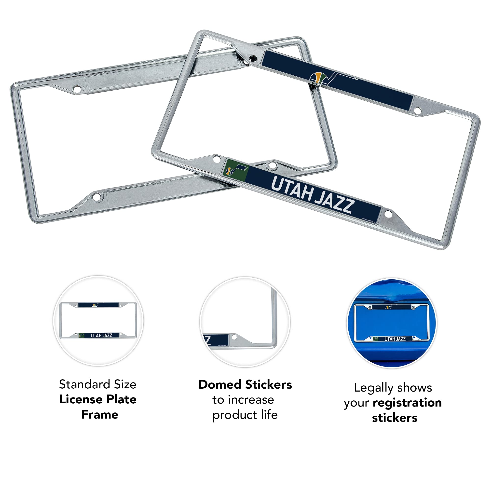 Desert Cactus Utah Jazz Car Accessories NBA Basketball Team Metal License Plate Frame for Front or Rear of Car (Up Close)