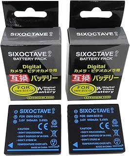 SIXOCTAVE 2個セット DMW-BCE10 DB-70 BP-DC6 互換 バッテリー [ 純正充電器で充電可能 残量表示可能 純正品と同じよう使用可能 ] パナソニック / リコー / ライカ DMC-FX30 DMC-FX33 DMC-FX35 DMC-FX37 DMC-FX55 DMC-FX500 DMC-FS3 DMC-FS20 SV-ME70 SV-ME75 Ricoh CX2 CX1 Caplio R10 R8 R7 R6 C-LUX 2 C-LUX 3 等