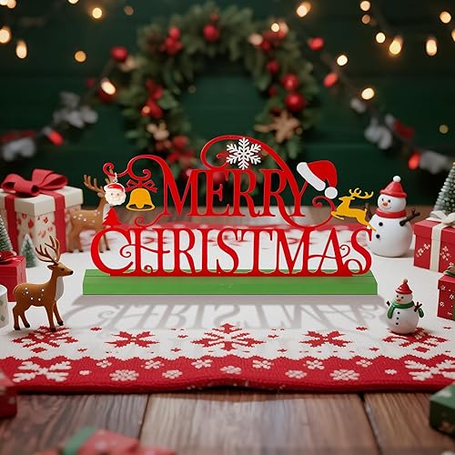 Miniatura 3 de Letrero de Mesa de Vacaciones Metálico, Decoraciones de Centro de Mesa para Hogar, Oficina, Estante, Bandeja Escalonada, Repisa, Interior, Feliz