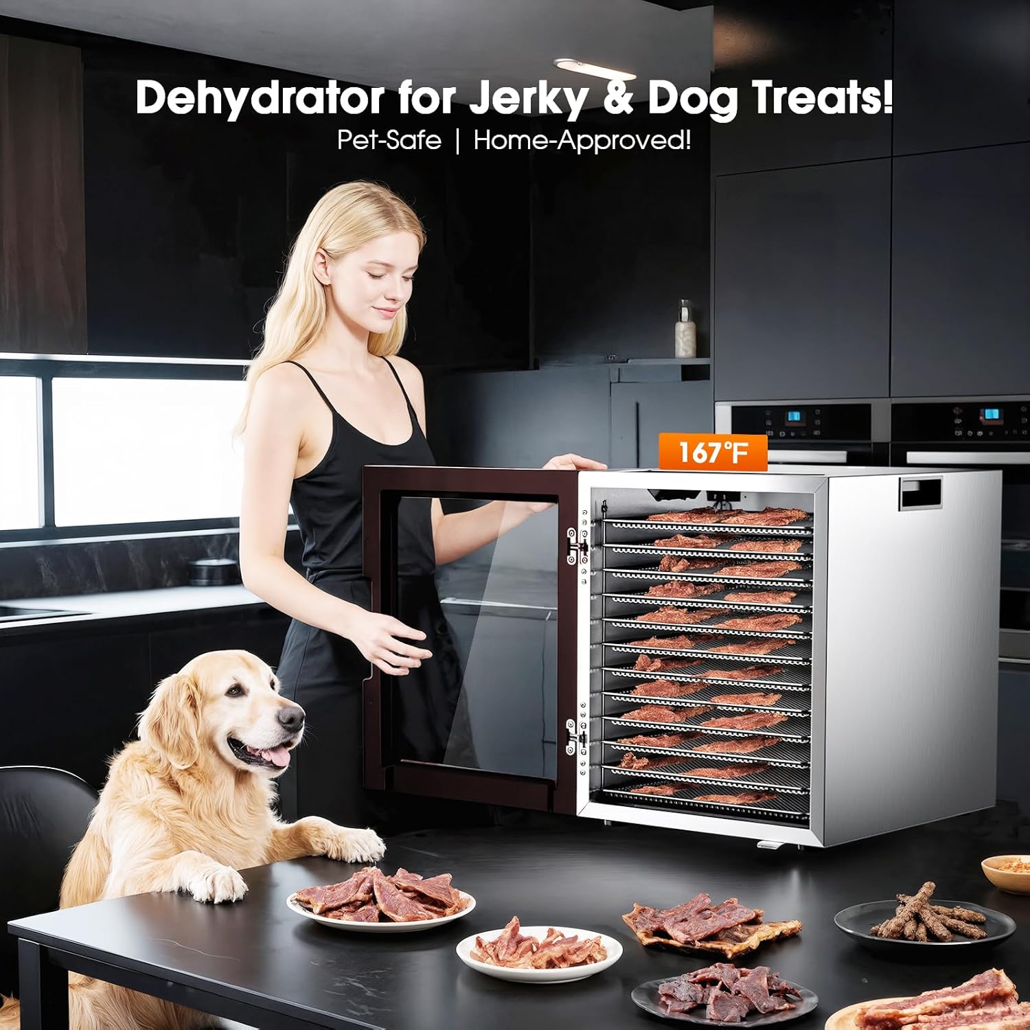 Food Dehydrator, 12-Tray Stainless Steel, 850W Electric Dehydrator Machine with 10 Presets, 48H Timer & Precision Temp Control (95°F-165°F), Digital Food Dryer for Home, Dog Treats, Meats & Veggies
