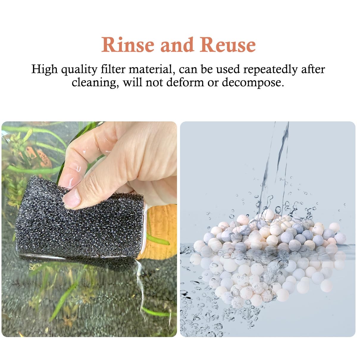 PYPABL Replacement Aquarium Filter Media for HP-138, 2Pcs Biochemical Cotton, 2Pcs Activated Carbon Cotton, 1 Pack Ceramic Balls - Image 4