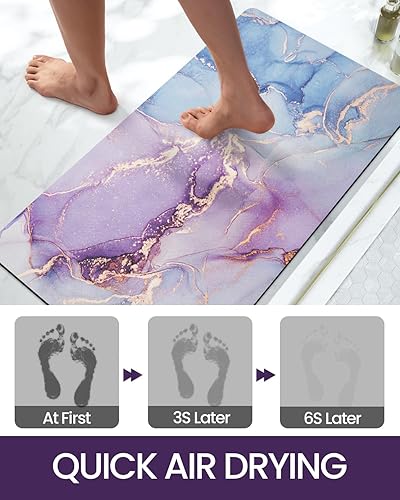 Miniatura 2 de DEXI Alfombra de baño súper absorbente, ultrafina, de perfil bajo, antideslizante, de secado rápido, lavable para fregadero, ducha, inodoro, 17 x 43