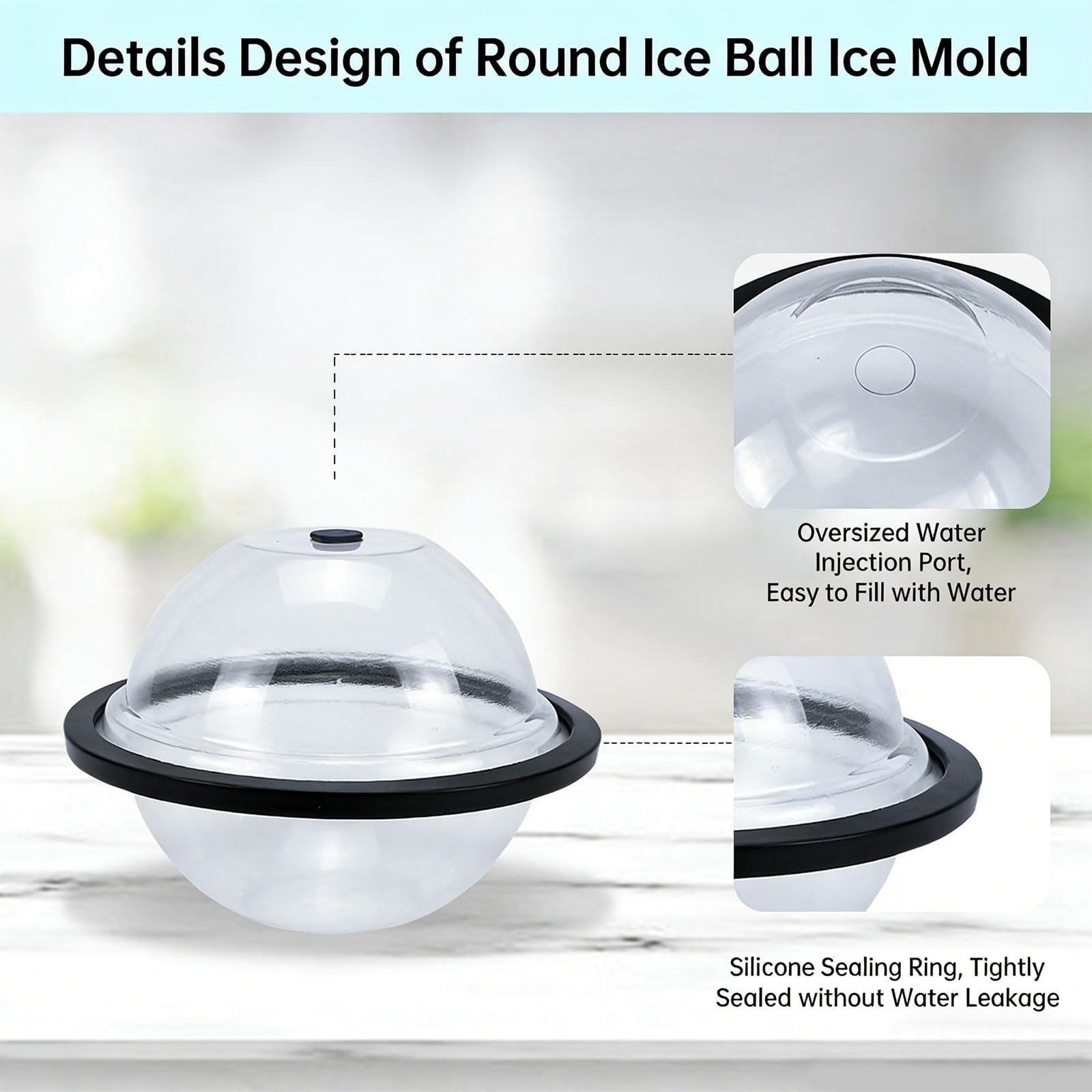 Bandeja esférica de bolas de hielo para enfriar bebidas y agua de baño con construcción resistente de PET y tamaño para uso diario, bandeja flexible de bloque de congelación