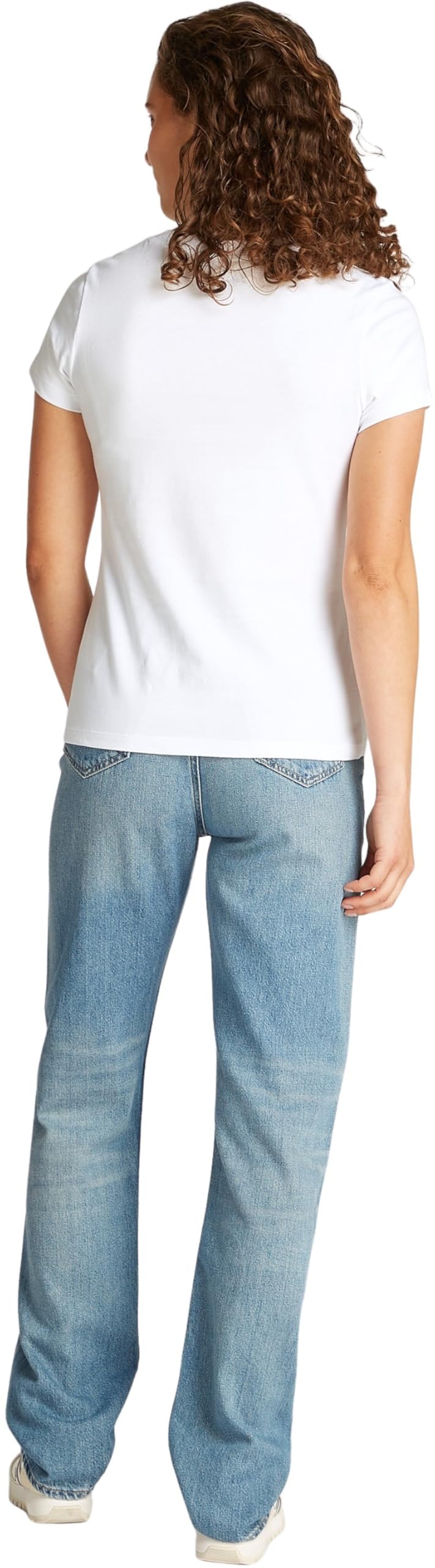 Calvin Klein Damen T-Shirt Kurzarm Logo Neckline Slim Fit, Weiß (Brilliant White), XXS – Ansicht 2