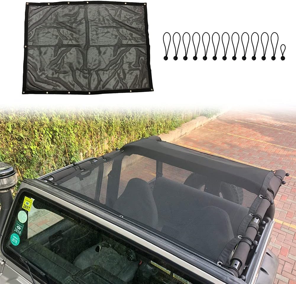 Bestaoo Mesh Shade Bikini Top UV Protection Sunshade Cover for Jeep Wrangler TJ 1997-2006 …