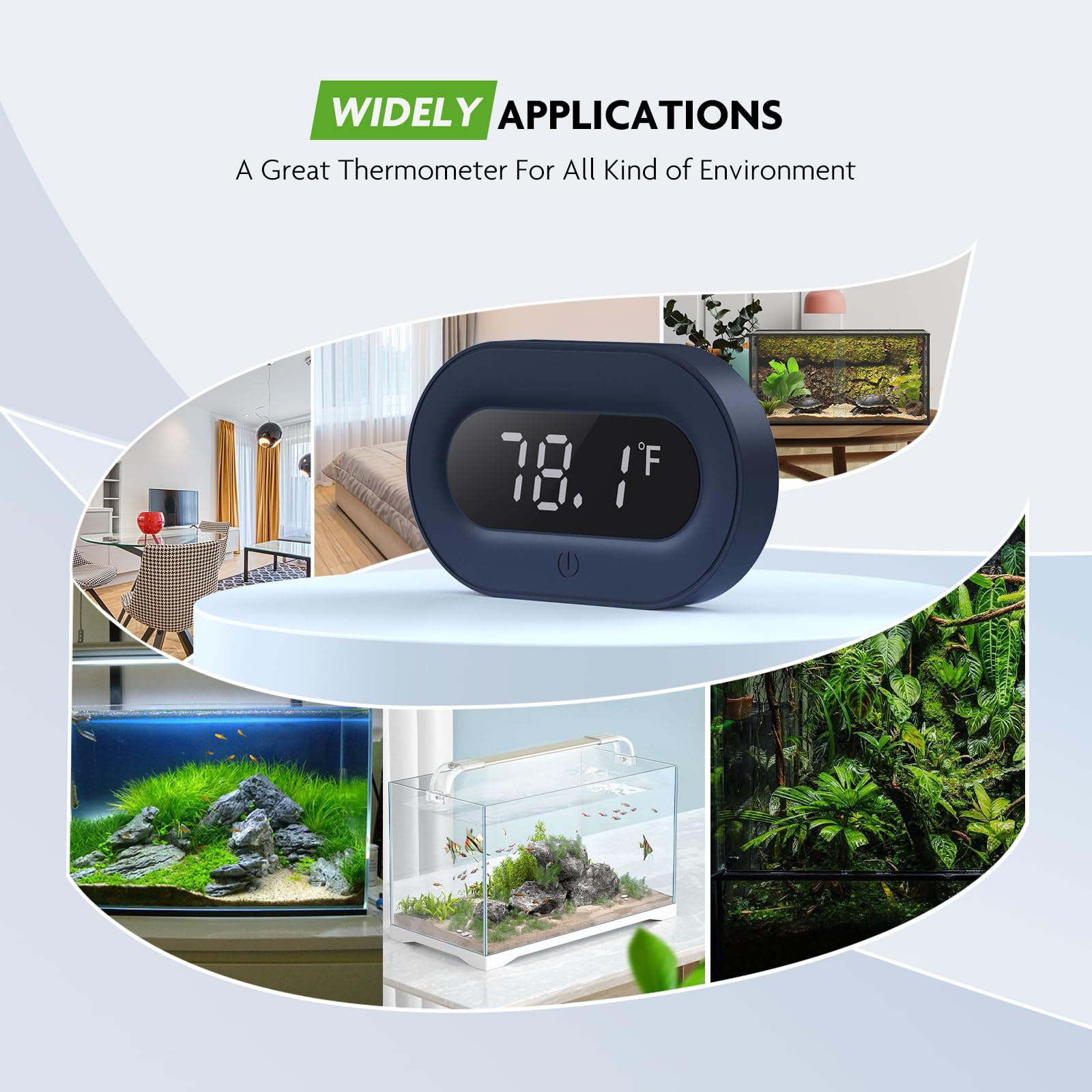 PAIZOO Aquarium LED Digital Thermometer Hochpräzise Temperaturmessung für Süß- und Salzwasser Weißes Display ± 0,-12,8 °C