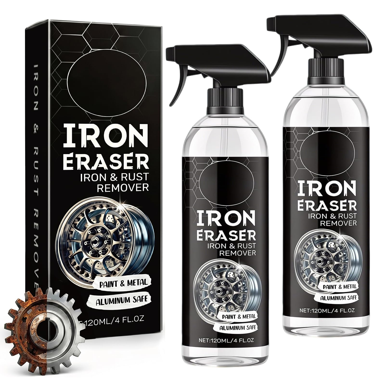 Cvuabsy 2PCS Rust Remover Spray Iron Eraser Rust Remover for Car Wheels