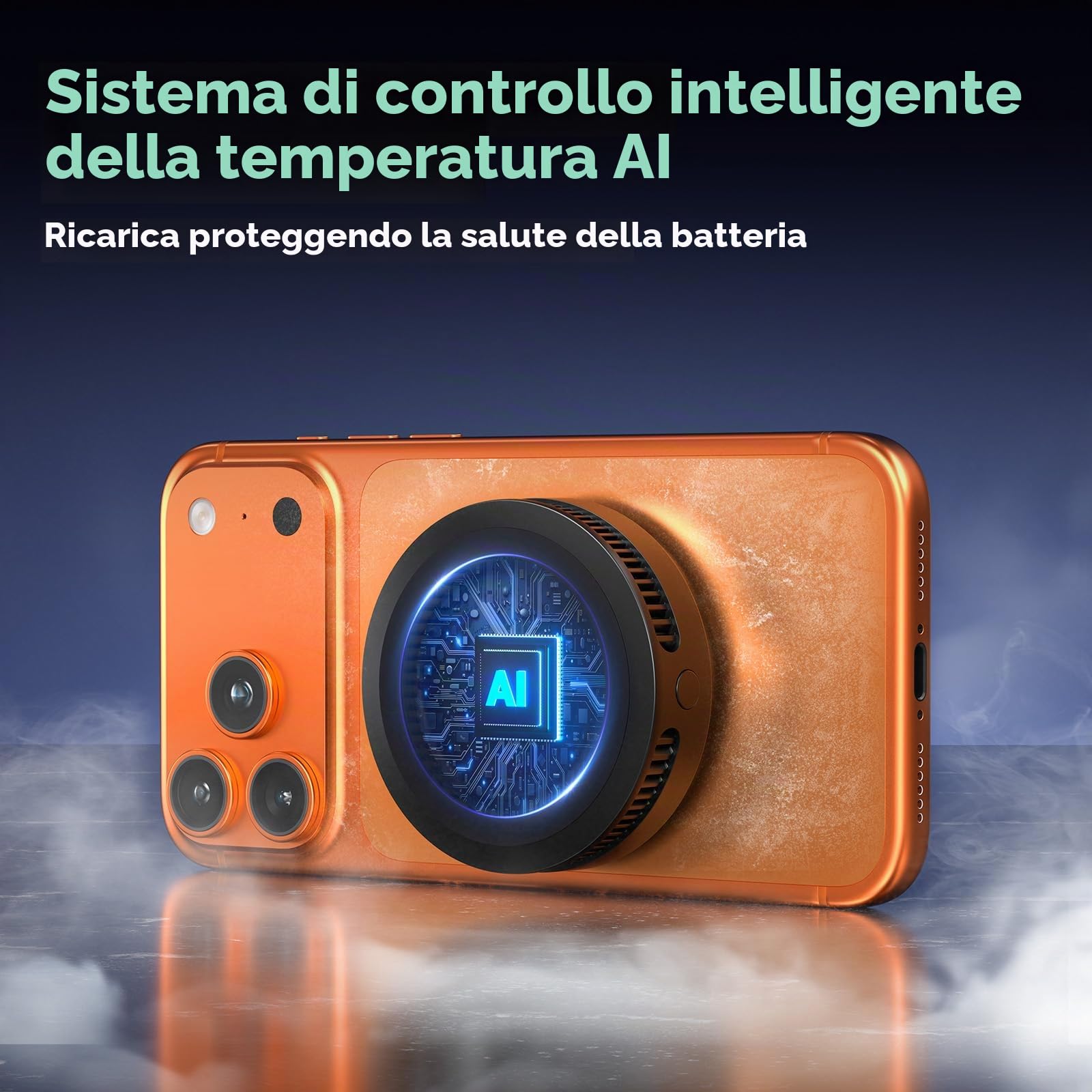 Black Shark Caricabatterie wireless con ventola di raffreddamento, 25 W pad magnetico a due lati compatibile con iPhone 17/16/15/14 Ricarica MagSafe, dispositivo di raffreddamento del telefono per