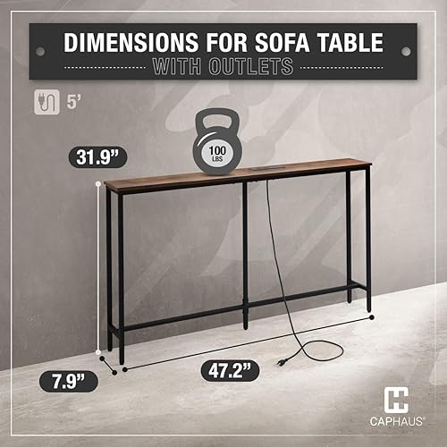 Miniatura 38 de CAPHAUS Mesa de consola estrecha y larga de 71 pulgadas para entrada, mesa de diseño clásico estrecha y larga para sala de estar, mesa de entrada