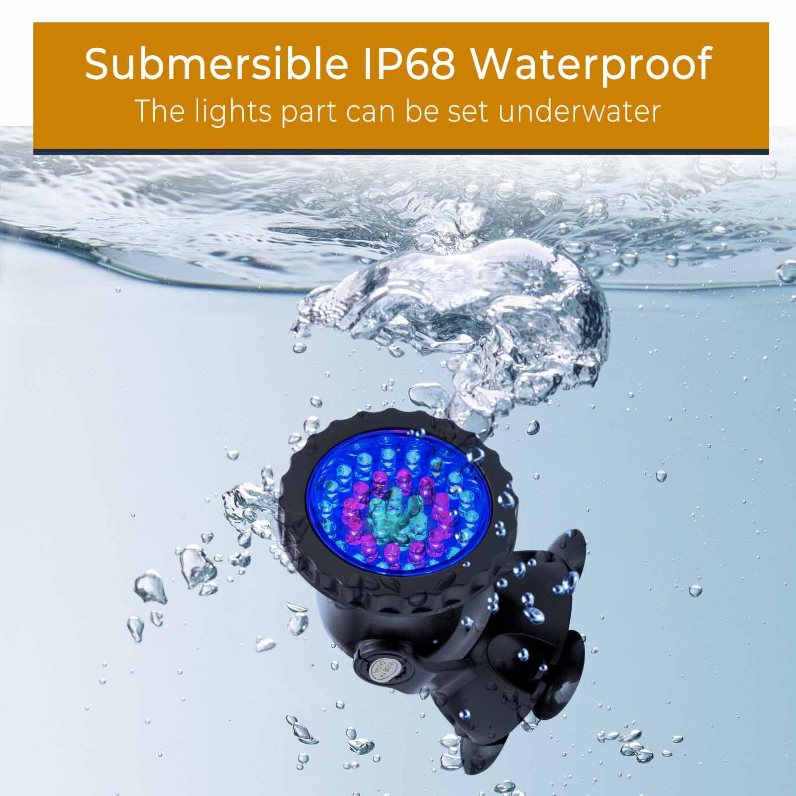 SHOYO, Faretto Impermeabile IP68 Sommergibile Luce Subacquea con 36 Lampadine a LED da 3,5 W, Luce Cangiante per Acquario, Giardino, Laghetto, Piscina, Serbatoio Fontana a Cascata, A Pair of 4