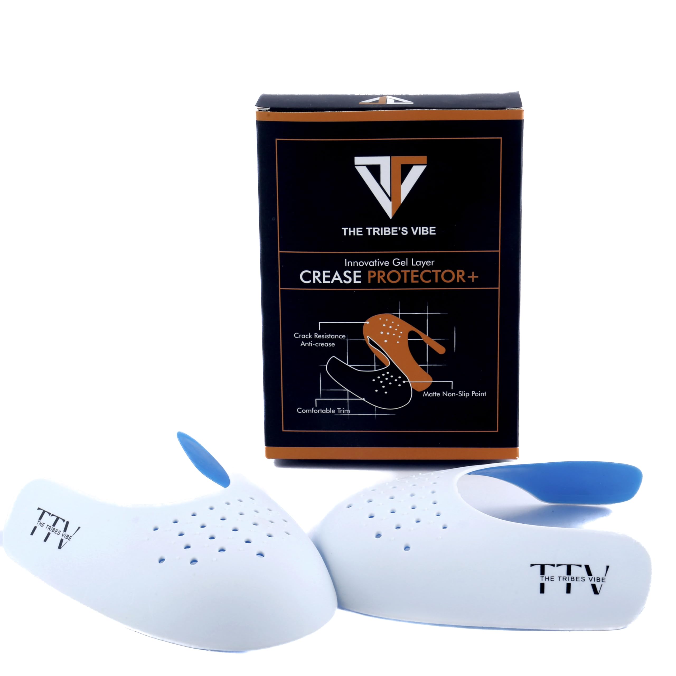 The Tribes Vibe Crease Protector Plus | Shoe Crease Protector for Men's Shoes | Shoe Crease Preventer for Sneakers | Anti Wrinkle Guard (UK7 to UK12) (1 Pair)