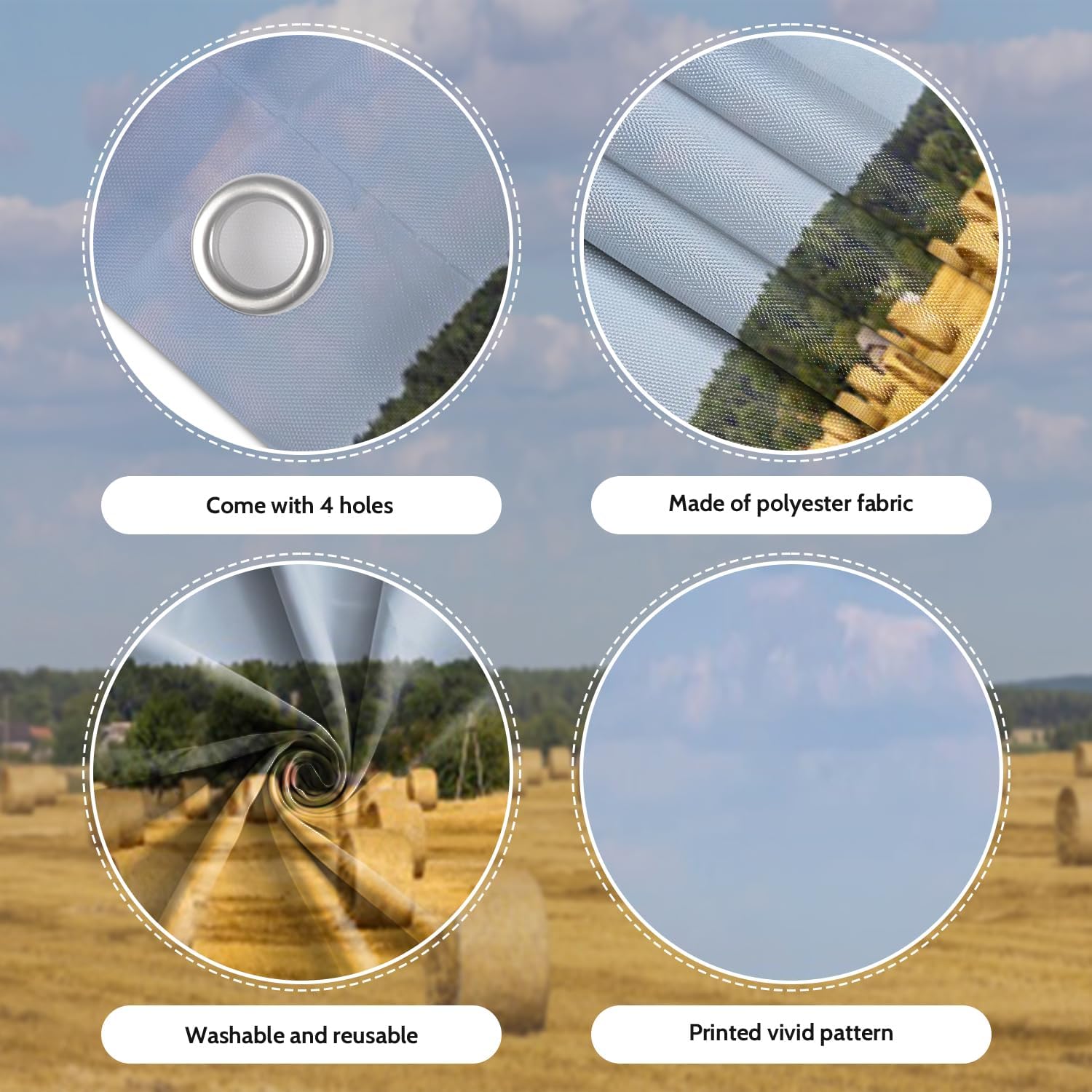 7x8ft Harvest Field Garage Door Decor Golden Hay Bales Rural Landscape Sunny Sky Farm Landscape Garage Door Cover for Indoor Outdoor Rustic Celebrate Festive Decor Props