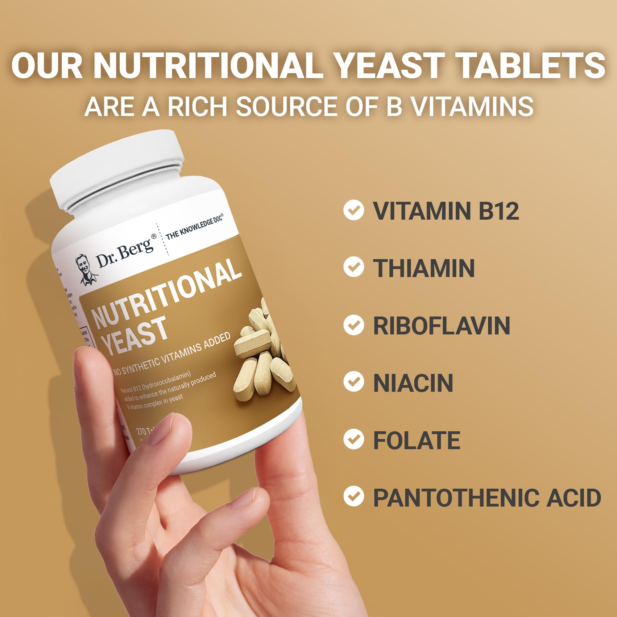 Dr. Berg Nutritionals Yeast Tablets – Natural B12 Added - All 8 B Vitamin Complex – Organic Vanilla Flavor - 270 Vegan Tablets Dietary Supplements — Amazon image 6