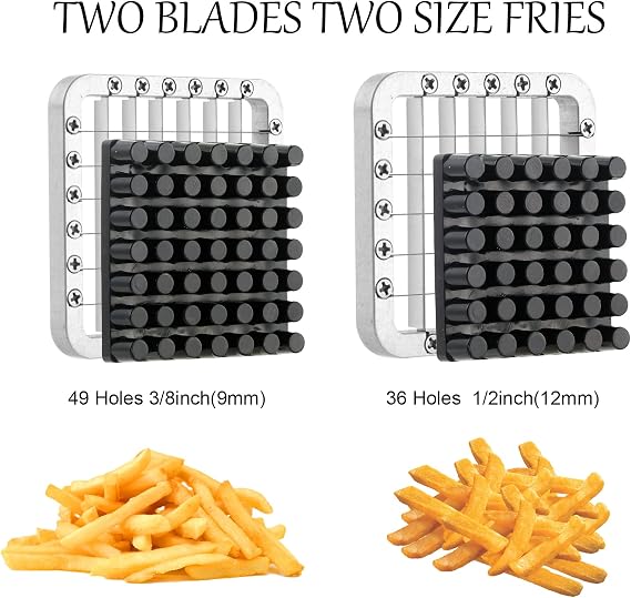 Chip Cutter Machine, Canirologas Professional Potato Chipper Stainless Steel French Fry Cutter with 1/2 inch Blade & 3/8 inch Blade for Potato Carrot Cucumber Vegatable