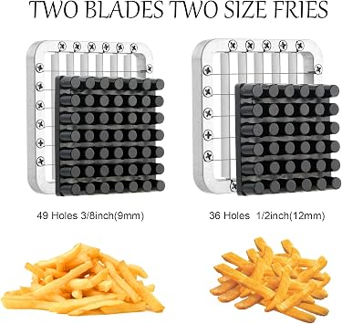Chip Cutter Machine, Canirologas Professional Potato Chipper Stainless Steel French Fry Cutter with 1/2 inch Blade & 3/8 inch Blade for Potato Carrot Cucumber Vegatable