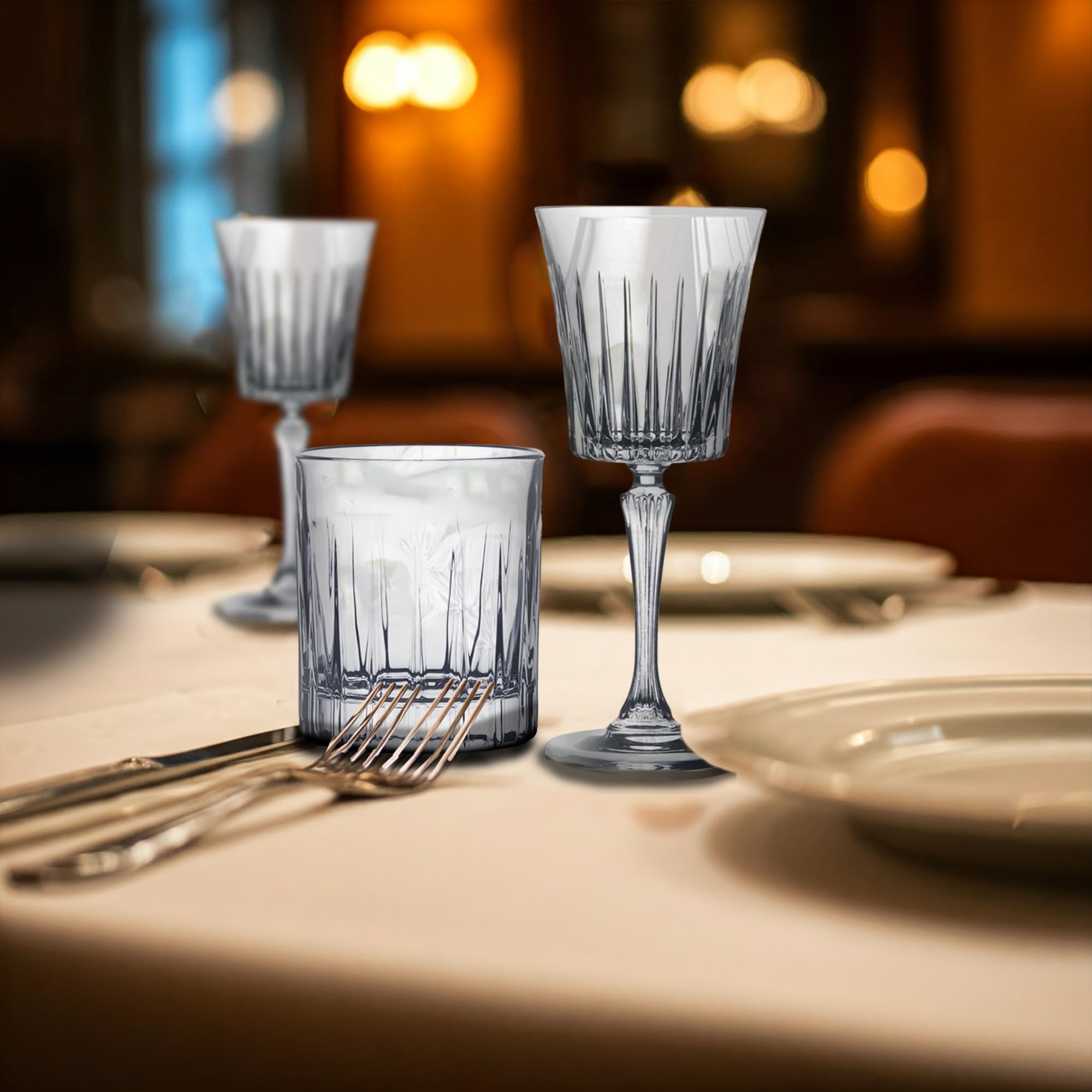 Sicignano | Juego de 6 copas de 30 cl, con 6 vasos de 36 cl, Timeless para vino, agua, licores y cócteles, cristal ecológico, transparentes, resistentes – regalo cubo champán Marea 1 botella