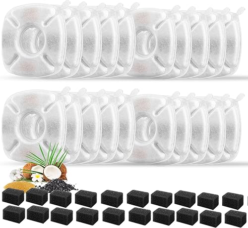 Miniatura 12 de 28 piezas Filtros de repuesto para fuente de agua para gatos - 14 paquetes de filtros para fuente de agua, 14 paquetes de esponjas pre-filtro,