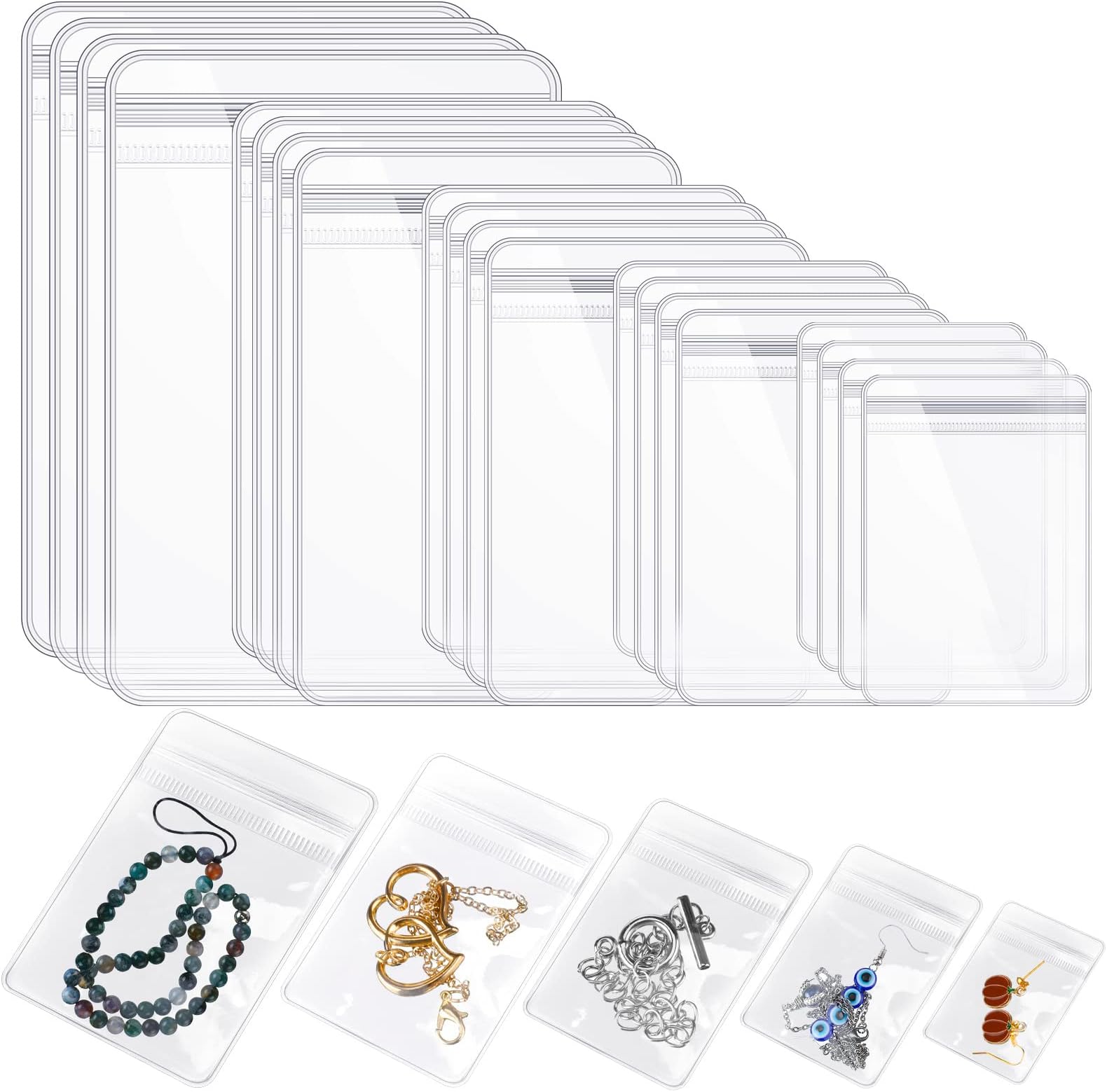 wolpin (17 Pcs Jewellery Organiser Storage Pouches Clear Zip Lock Cover