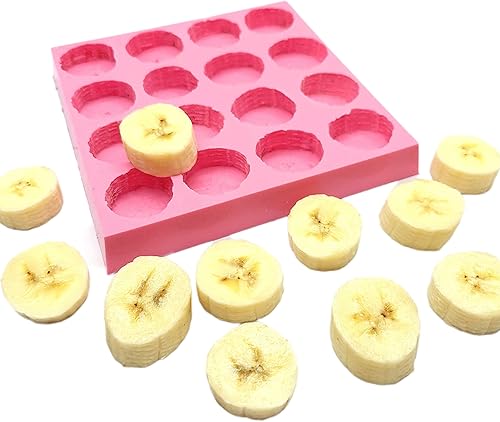 Moldes de silicona de rebanadas de plátano 16 cavidades molde de plátano moldes de frutas realistas moldes de cera derretir moldes NC074