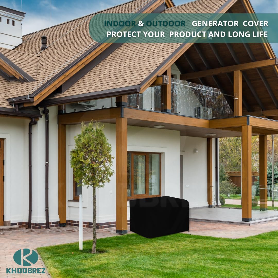 KHOOBREZ Polyester Waterproof, Indoor And Outdoor Home Generator Cover Heavy Duty- Universal Fit (GNC) (Black) - Image 6 thumbnail