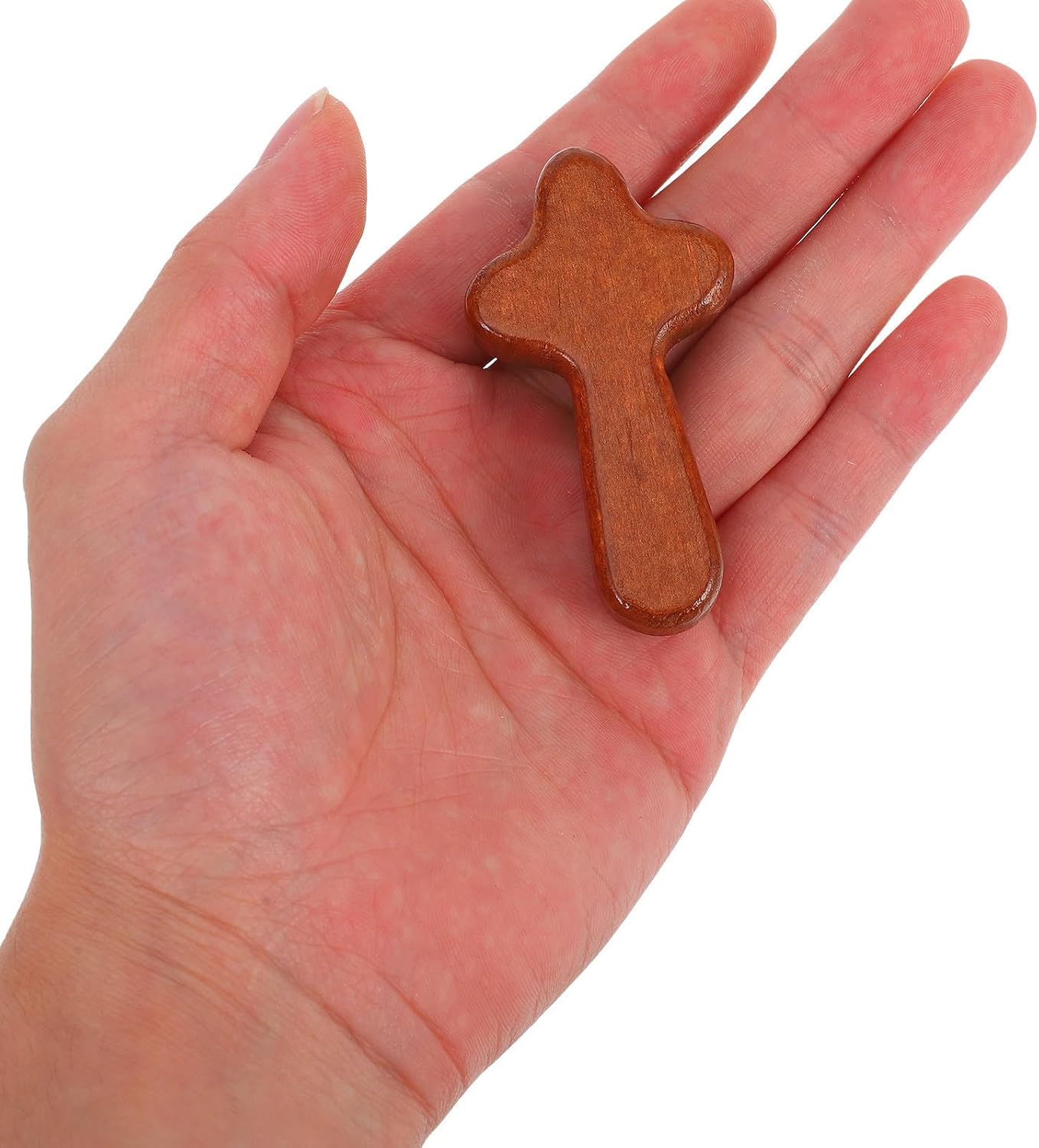 JOYOFREELY Pocket Cross Hand Held Small Wood Cross 3pcs Pine Wood Portable with Comfortable Touch for Welcoming Baptism and Christian Prayer Decoration image 3