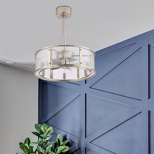 Miniatura 8 de Breezary Ventilador de techo enjaulado de 20 pulgadas con control remoto de luces, moderno ventilador de techo industrial pequeño de perfil bajo con