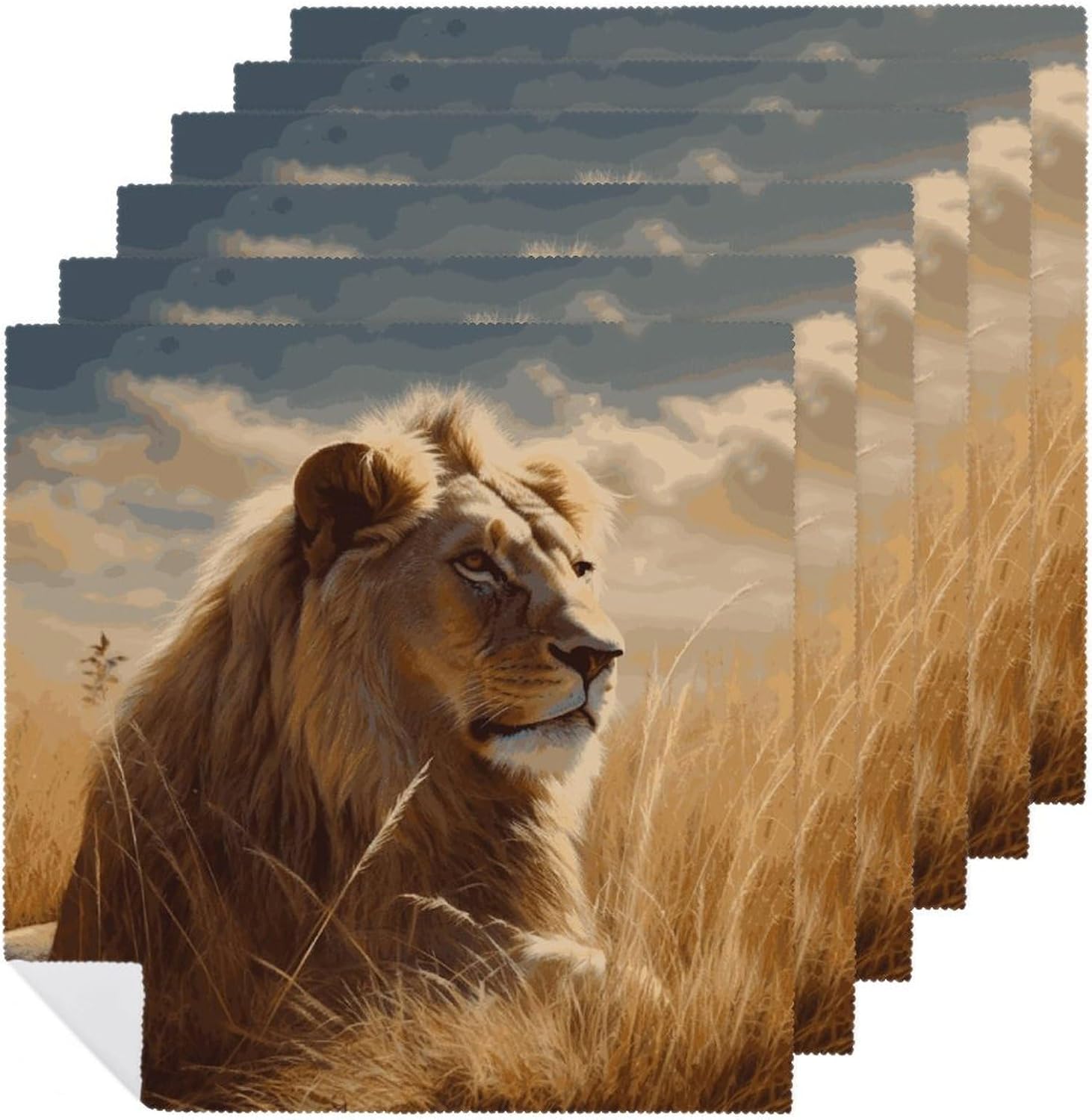 Cloth Napkins Durable Dinner Napkin Soft Absorbent Table Napkin Set of 6 PCS Prairie Lion Kitchen Placemats Reusable Washable Napkins for Parties Restaurant Wedding Hotel