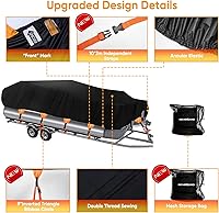 Vista 3 de NEVERLAND Cubierta impermeable para barco pontón - Cubierta resistente para barco de grado marino de poliéster 600D de lona remolcable. Se adapta a