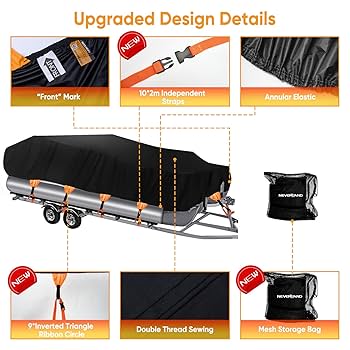 Pontoon Boat Cover NEVERLAND Boat Cover Waterproof Heavy Duty Marine Grade 24 Ft Pontoon Boat Cover