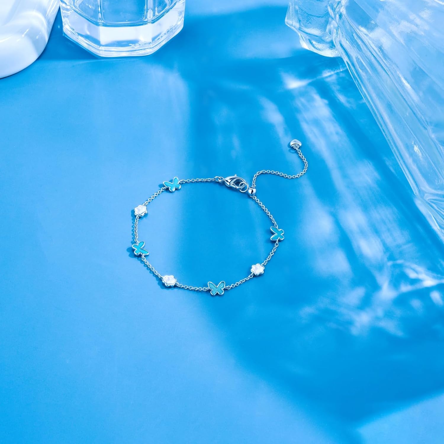 Love Heart Star Butterfly Bracelet for Women Stackable Silver Chain Link Bracelets for Women Trendy Thanksgiving Christmas Gifts Jewelry - Image 5