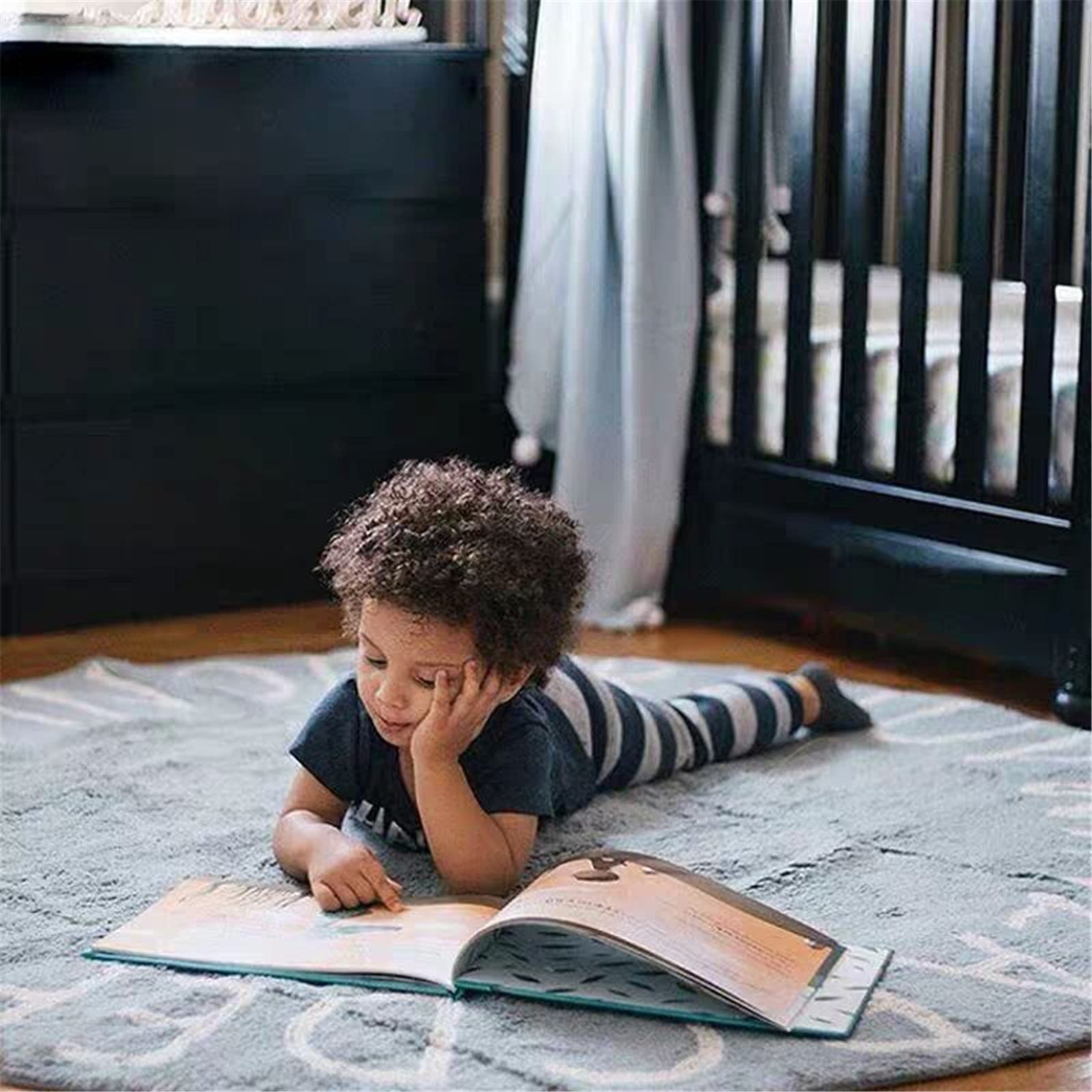 SWECOMZE Rund Weich Alphabet Kinder Teppiche rutschfeste Waschbare Kinder Pädagogischer Lernteppich für Schlafzimmer Wohnzimmer Spielteppich Für Kinderzimmer (Rosa,120 * 120CM)