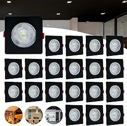 Kit 20 Spot Led Capa Preto 7w Direcionável Quadrado (Branco Quente)
