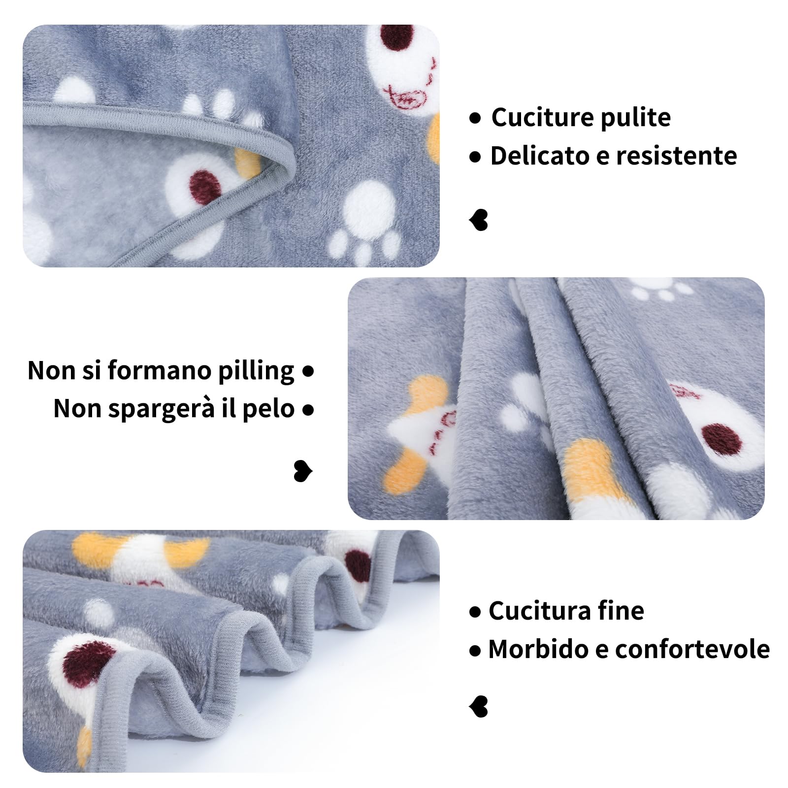 COMSLE Coperta per Cani Cane Gatto Lavabile Durevole, 3 Pezzi, Coperte per Cani in Morbida e Calda Flanella, Copertina per Cani Gatti Adatto per Cani di Piccola e Media Taglia, 40 * 60CM Levriero