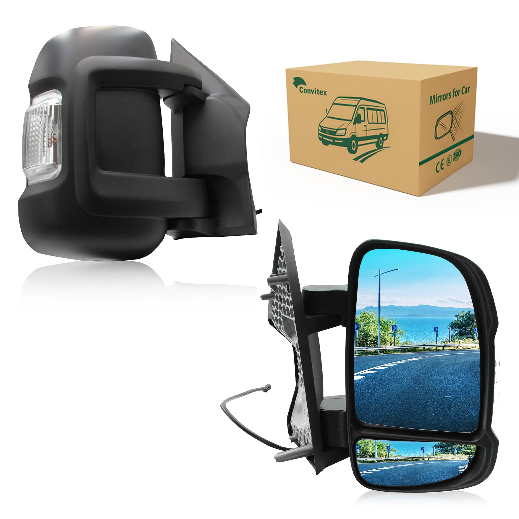 Espejo Retrovisor Derecho Fiat Ducato/Citroen Jumper/Peugeot Boxer 2006- Eléctrico, Brazo Corto, Con Intermitente 5W