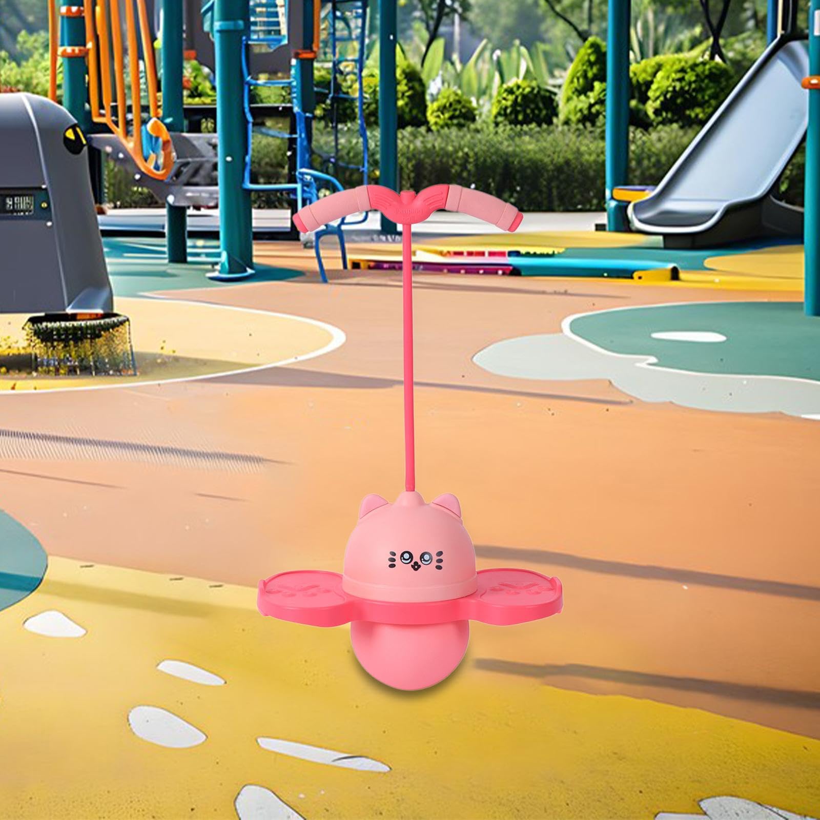 Giocattolo Rimbalzante per Bambini Palla con Maniglia Attrezzo Fitness Divertente Materiale Antiscivolo Adatto per Interno Esterno, Rosa