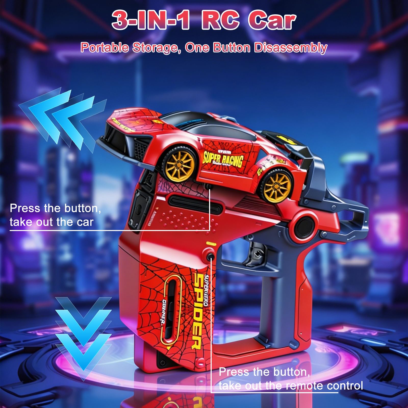 Auto telecomandata 3 in 1 con pistola a infrarossi, effetti di tiro e flip, 2,4 GHz RC Drift Car Battle Set, 2 giocatori, telecomando interattivo, regalo per bambini e bambine