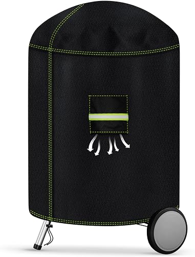 Funda Barbacoa Exterior Impermeable para Weber Carbón Kettle Ø 57 cm, VDISRR 600D Oxford Funda BBQ Redonda Ø77 x 90 cm,Cubre Barbacoa Exterior,Anti-Viento/Agua/UV/Resistente al Desgarro
