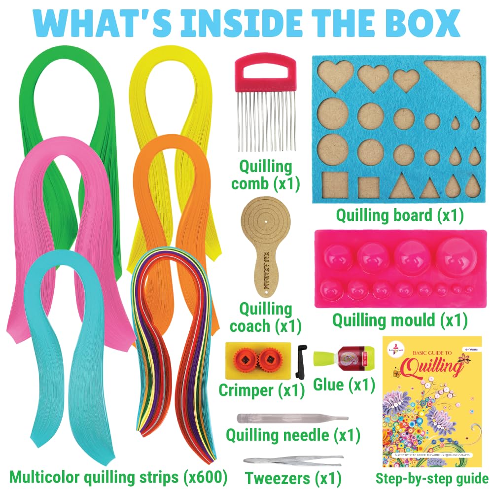 Kalakaram DIY Quilling Set for Kids | 600 Quilling Paper Strips for Stars | Learn Rolling, Twisting, Curling & Paper Art Techniques | Creative Art and Craft Activity Kit for Girls, Boys & Beginners | Educational DIY Paper Craft Set 1