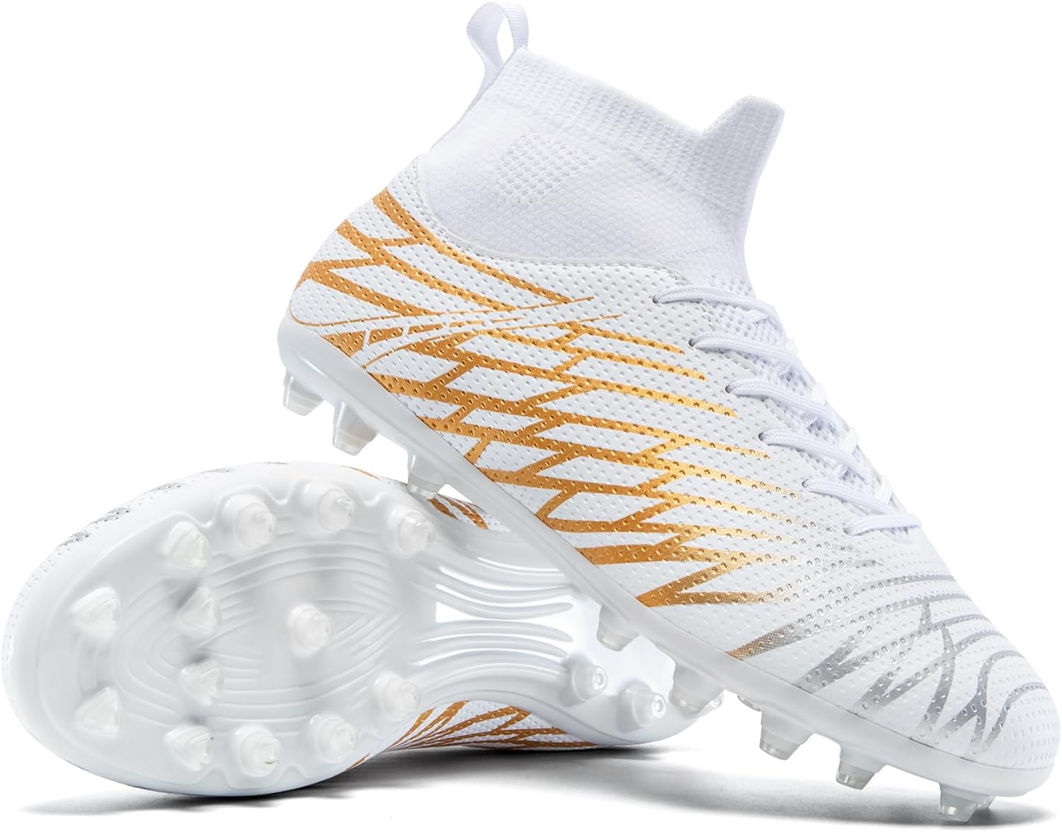 Men's Soccer Cleats Women's Football Shoes Lightweight Breathable Athletic Training Sneakers with Non-Slip TPU Studs for Natural Grass Artificial Turf Indoor Courts