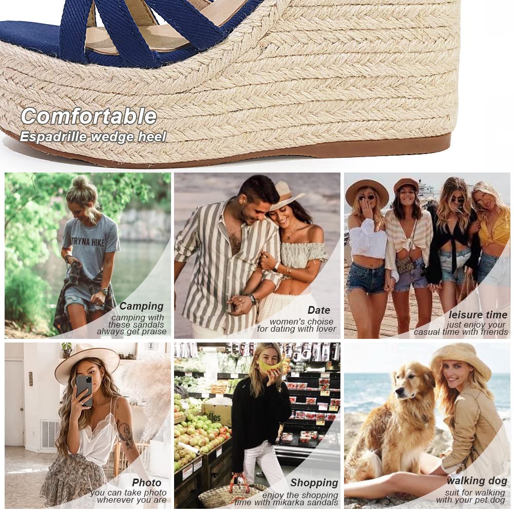 mikarka Sandals for Women 2025: Comfortable Wedge Platform Sandals Women - Braided Espadrilles for Women Ankle Strap Open Toe Wedges Heels Beach Sandals Summer Shoes