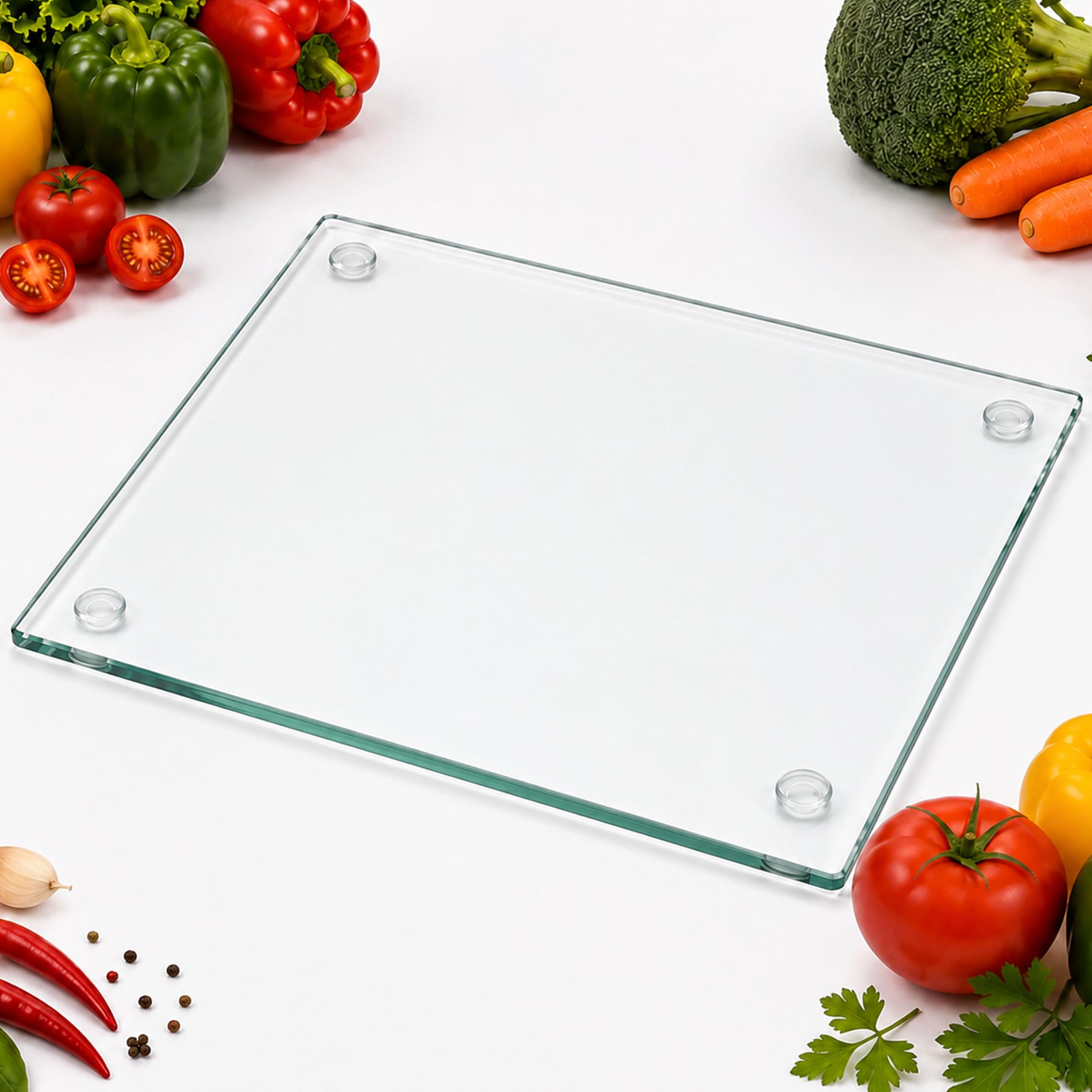 STL Glass Chopping Board 40x30cm Tempered Glass Worktop Savers for Kitchens Durable Scratch Resistant Heat Proof Clear Small Dining Place Mats Cutting Mat Saver for Kitchen Cooking Baking (1)