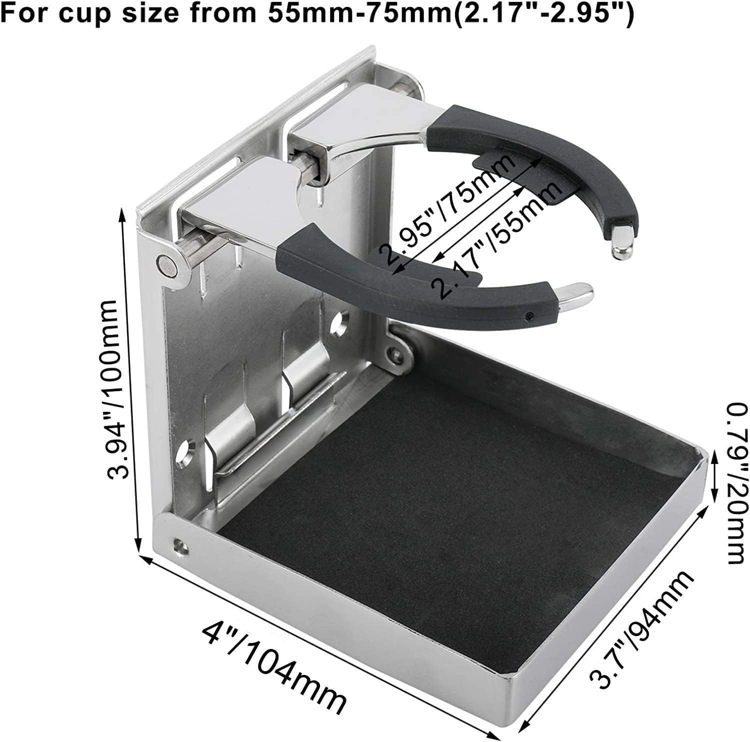 YaeMarine 4-Pack Stainless Steel Adjustable Folding Drink Holder Cup Holder for Marine/Boat/Caravan/Car