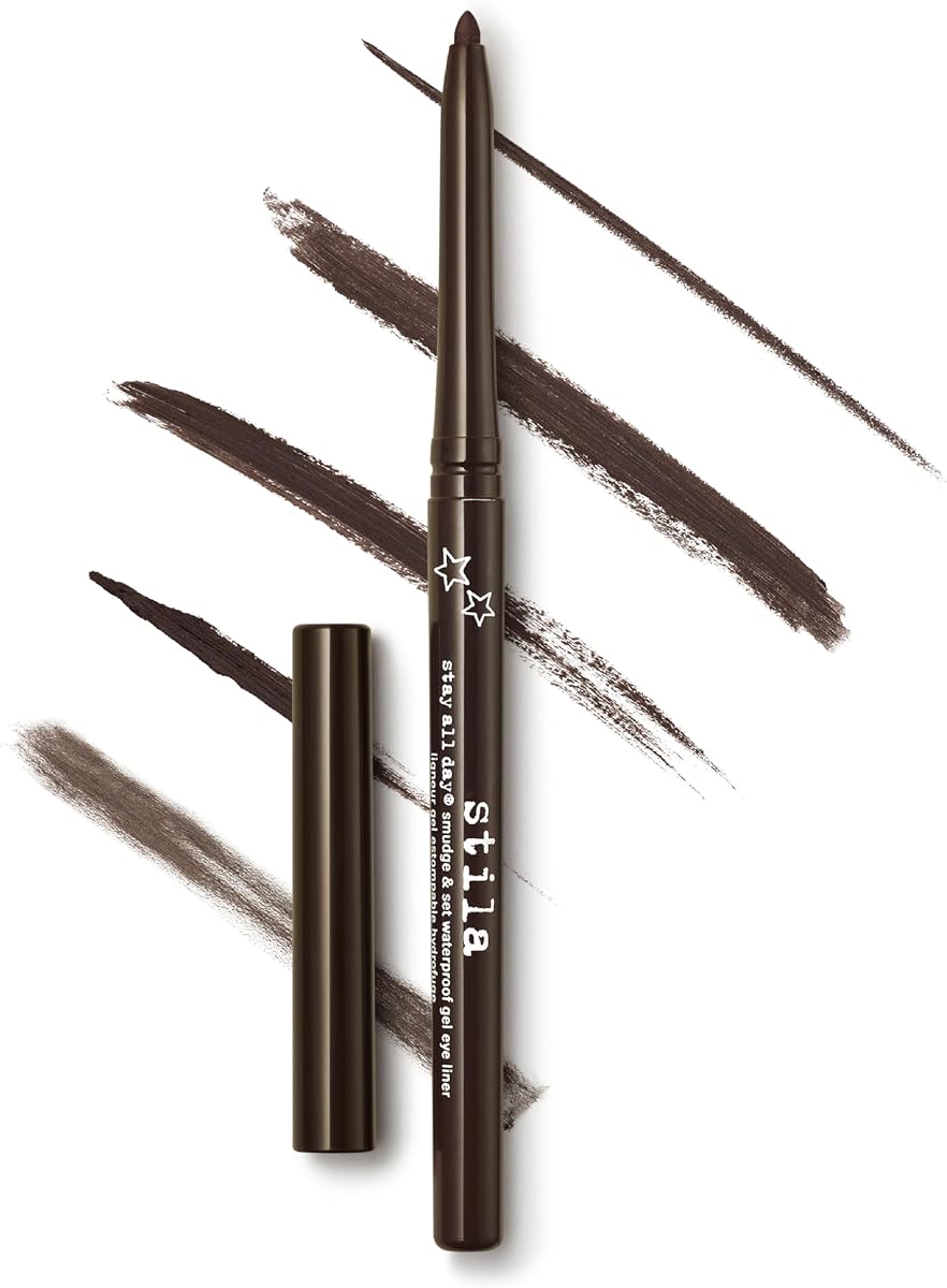 Stay All Day Smudge & Set Delineador de ojos en gel resistente al agua | Lápiz delineador de ojos en gel de larga duración para línea apretada y línea de agua, a prueba de decoloración, resistente al agua, color edificable de deslizamiento suave, libre de crueldad