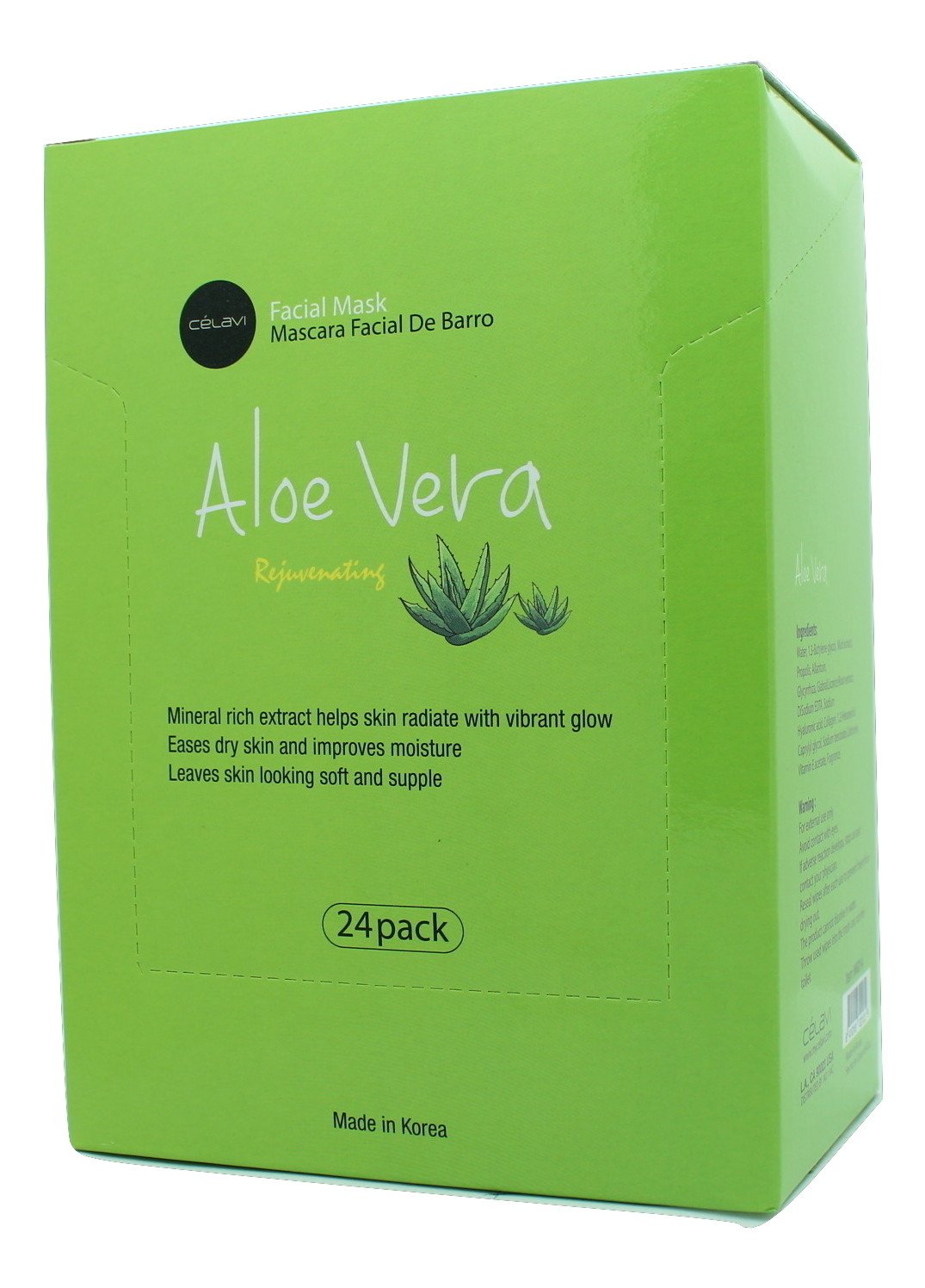 Celavi Essence Facial Mask Paper Sheet Korea Skin Care Moisturizing 24 Pack (Aloe Vera)