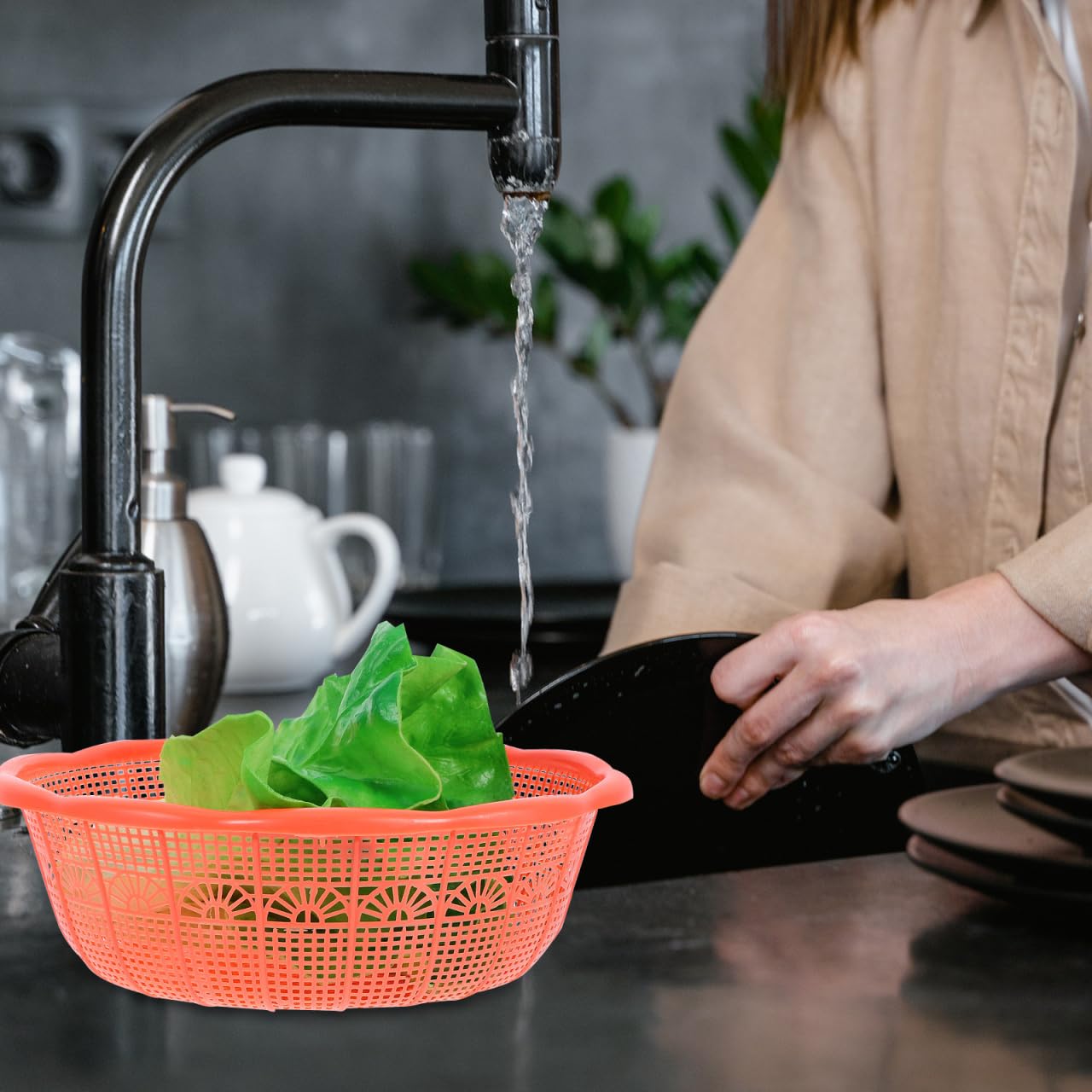 Lot de 10 bols à riz en plastique - Panier de nettoyage de riz - Panier de lavage en plastique pour fruits - Panier à fruits - Panier de vidange domestique